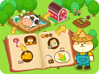 酷思農場課程-農場遊戲畫面示例，由學習課程中獲得經營資源